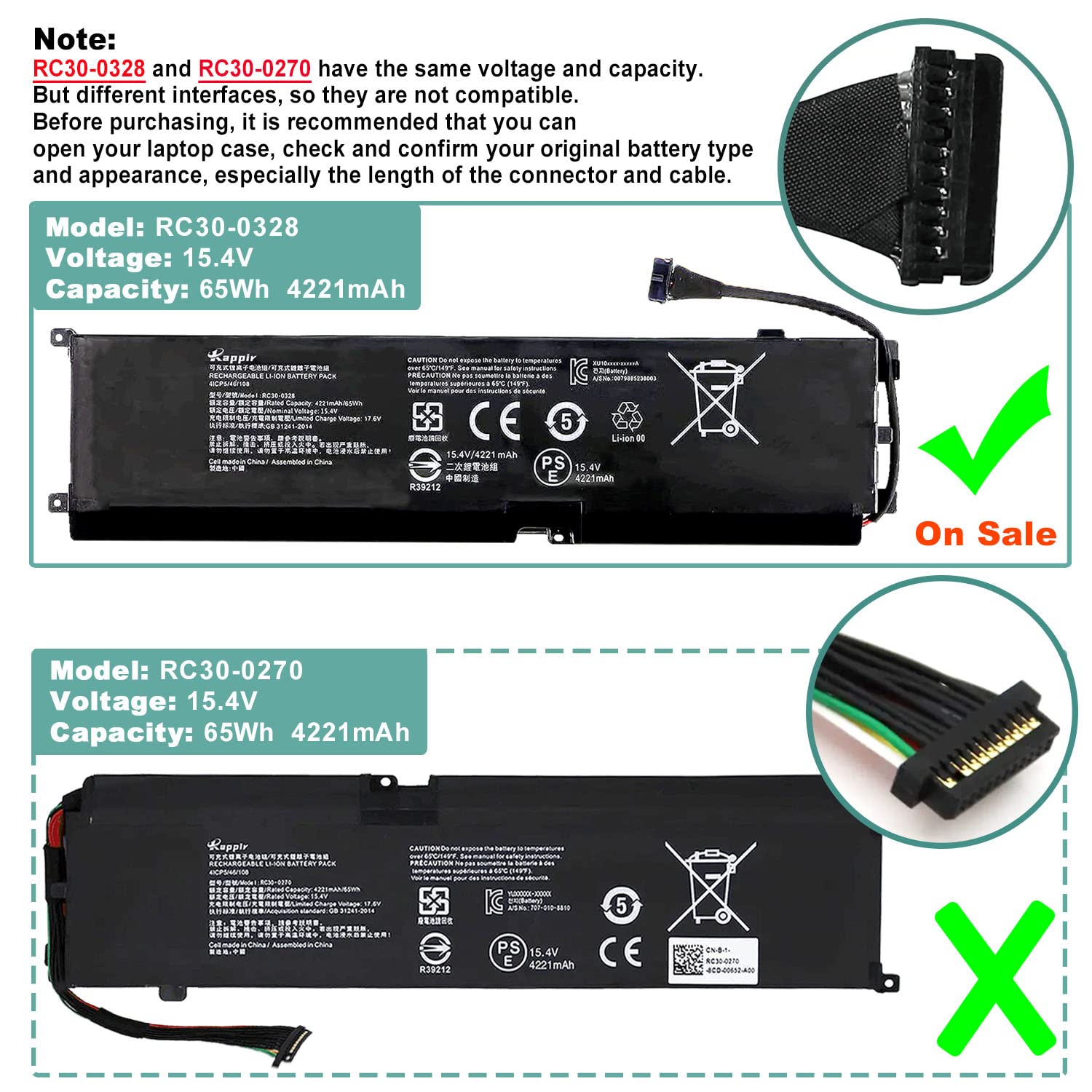 Amazon.com: BOWEIRUI RC30-0328 Laptop Battery Replacement for